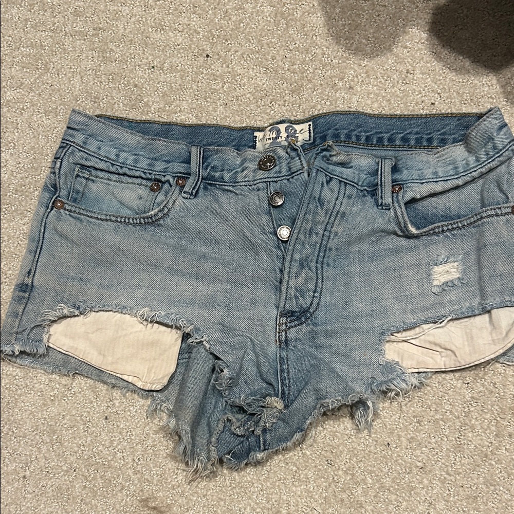 Free People Light Blue Jean Shorts